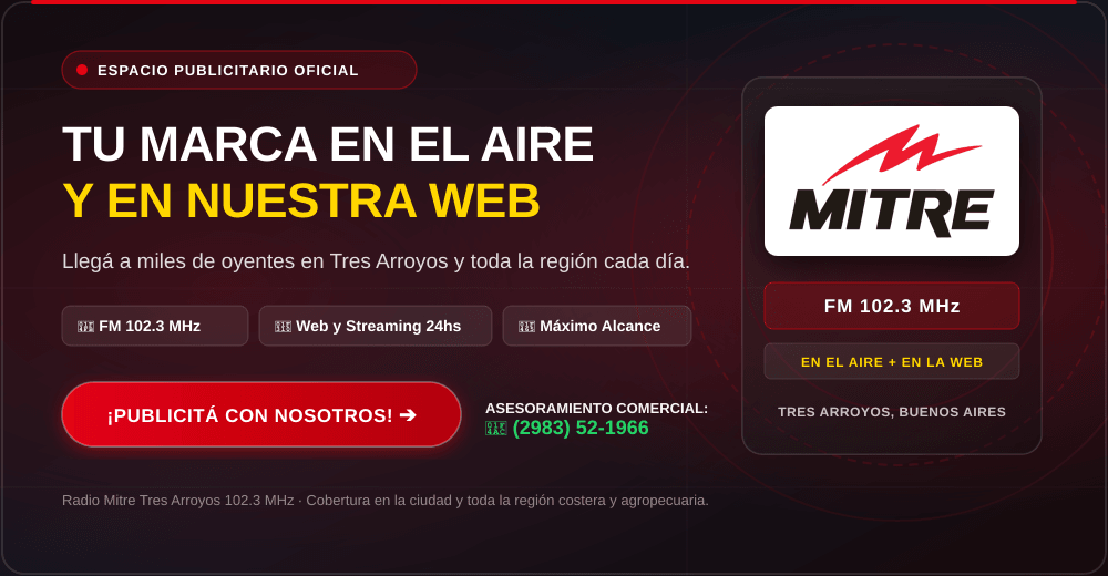 Tu Marca en el Aire y en la Web - Publicitá en Radio Mitre Tres Arroyos 102.3